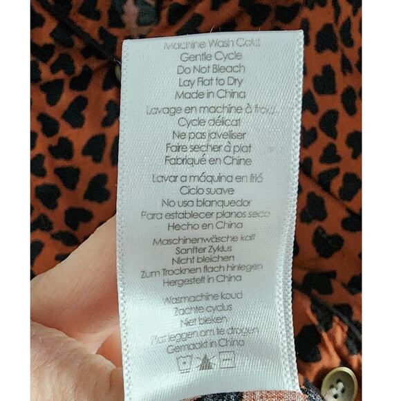 PJ Salvage Wild Love Heart Print Pajama Top Brown Black Medium - Picture 6 of 7